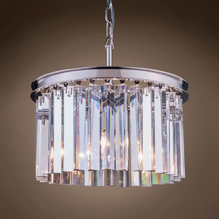 Gatsby Luminaires Clear Crystal Prism 3 Light 16 Polished Nickel Chandelier & Led" 701762-001